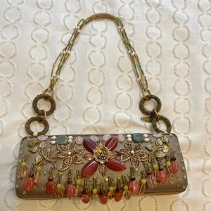 Tortilla color, beaded Mary Frances Shoulder Bag